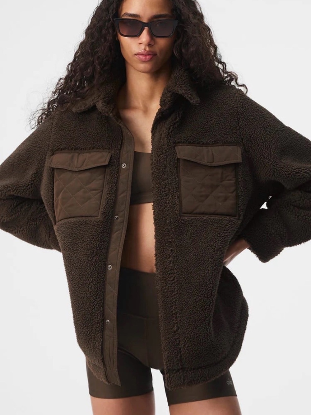 Alo Yoga Espresso Sherpa Edge Shacket Size XS